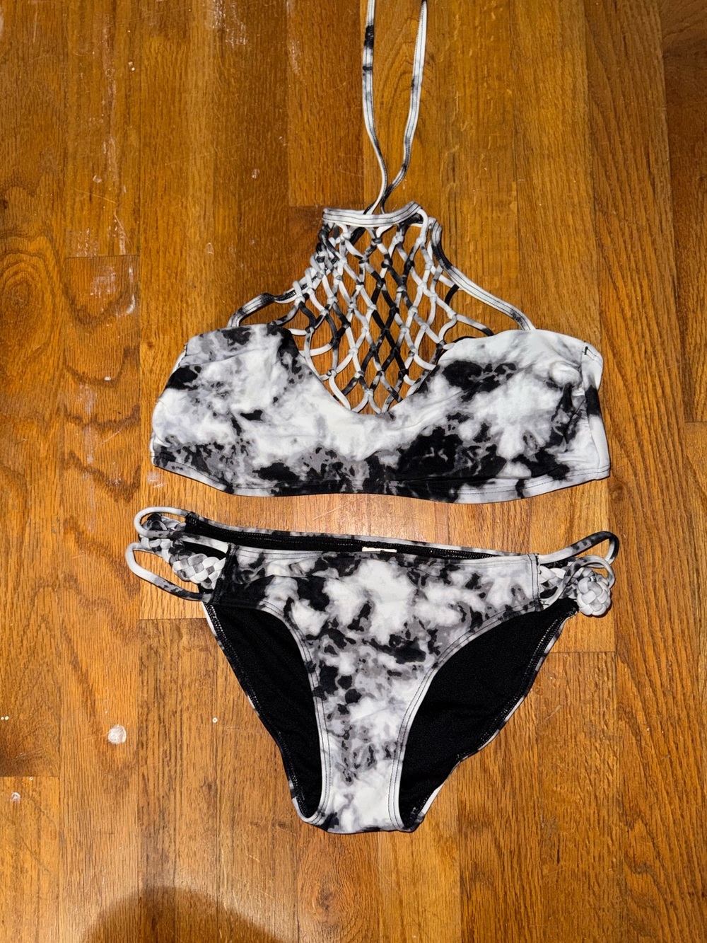 Hollister Black & White Tie-Dye Swim Bikini